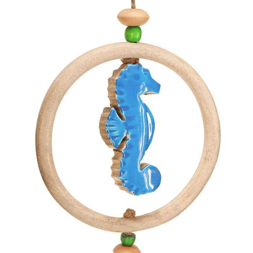 Artikel Hängedeko Maritim Windspiel Holz Natur Blau H35cm 3St
