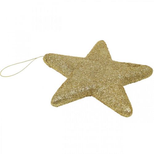 Artikel Weihnachtsdeko Stern Anhänger Golden Glitter 18,5cm 4St