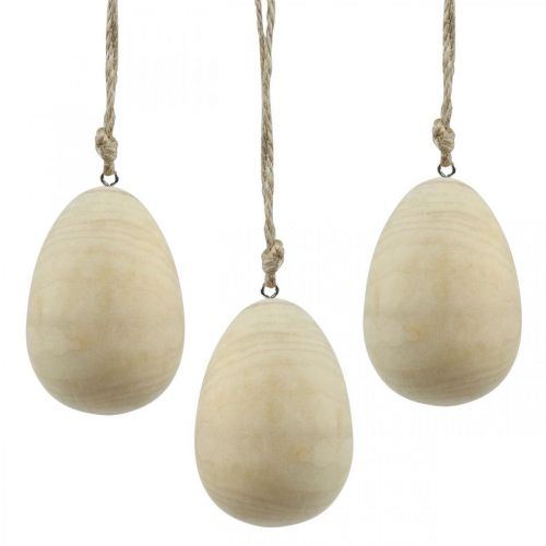 Holzeier Dekoeier Hänger Natur Ostereier Osterdeko H8cm 6 St