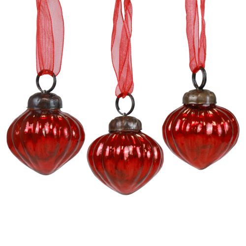 Artikel Weihnachtsschmuck Glas Dekohänger Glas Rot 3,5×4cm 12 St