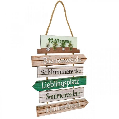 Artikel Gartendeko Schild zum Hängen Holz Willkommen Wegweiser 38×54cm