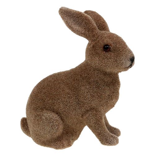 Artikel Hase beflockt Braun 11cm, 13,5cm 6 St