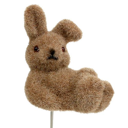 Artikel Hase beflockt am Draht Braun 4cm - 6cm 12 St