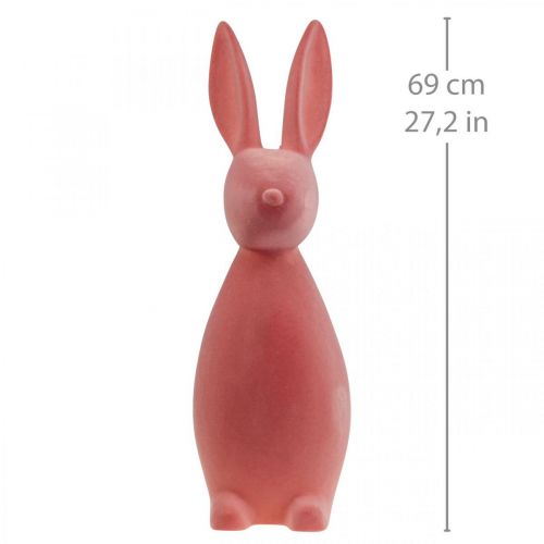 Artikel Deko Hase Deko-Osterhase Beflockt Orange Apricot H69cm