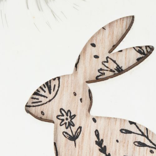 Hase im Ei Holz Ostereier zum Hängen Weiß Schwarz 10cm 6 St | Floristik24.de