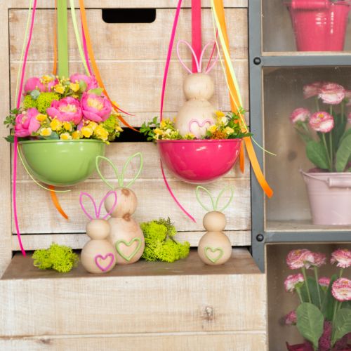 Artikel Holzhase dekorative Figur mit Draht Ohren für moderne Osterdekorationen 11cm 4St