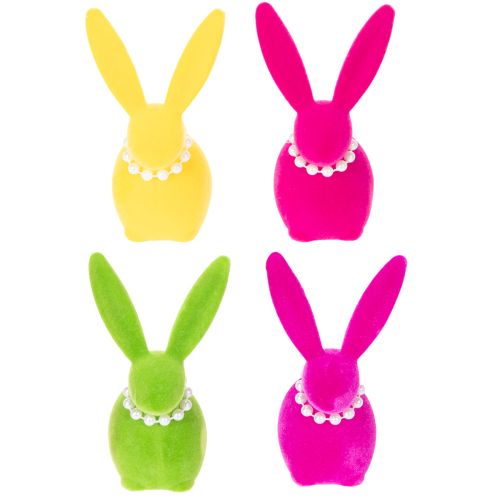 Osterhase Deko Figur mit Perlenkette perfekt für Wohnzimmer oder Schlafzimmer 13cm 4St