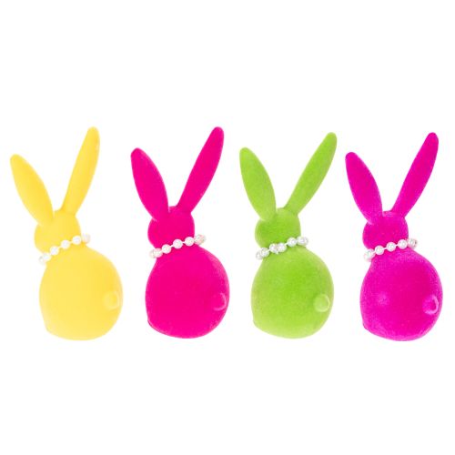 Osterhase Deko Figur mit Perlenkette perfekt für Wohnzimmer oder Schlafzimmer 13cm 4St | Floristik24.de
