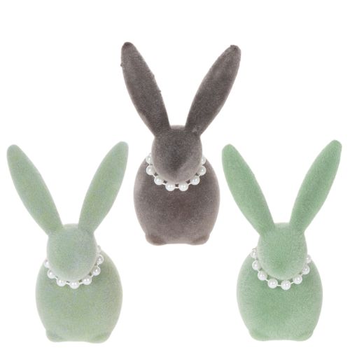 Osterhasen Deko mit Perlenkette Häschen für Wohnzimmer und Ostertisch 13cm 3St kaufen | Floristik24.de