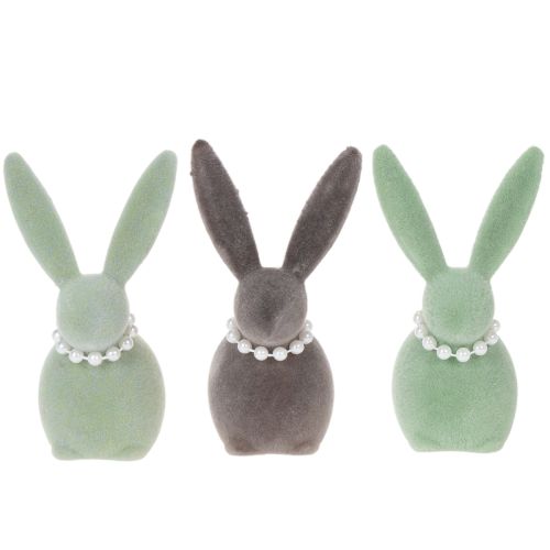Artikel Osterhasen Deko mit Perlenkette Häschen für Wohnzimmer und Ostertisch 13cm 3St