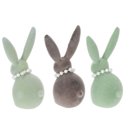 Osterhasen Deko mit Perlenkette Häschen für Wohnzimmer und Ostertisch 13cm 3St | Floristik24.de