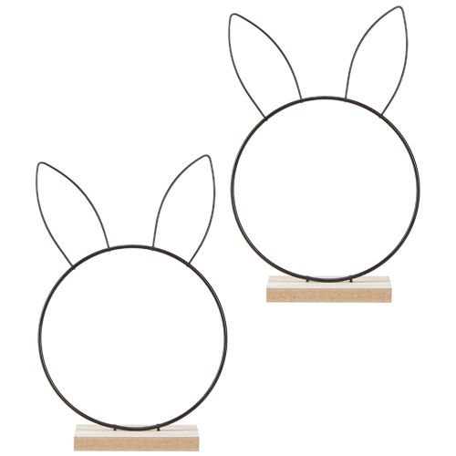 Artikel Hasen Deko Ring Metall Holz Natur Schwarz Ø20cm 2St