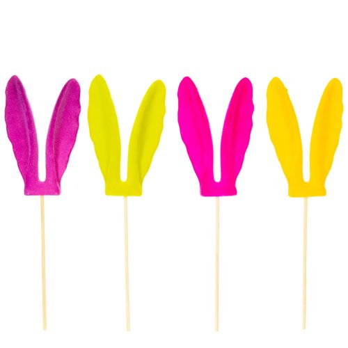Hasenohren Beflockte Osterdeko am Stab als stimmungsvolle Blumenstecker 31cm 4St
