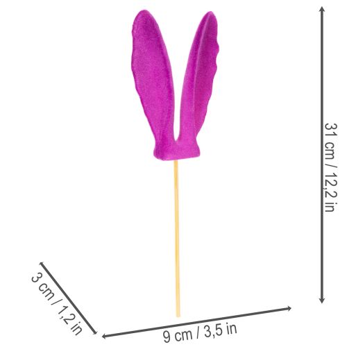 Artikel Hasenohren Beflockte Osterdeko am Stab als stimmungsvolle Blumenstecker 31cm 4St