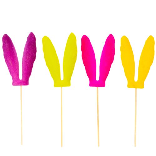 Hasenohren Beflockte Osterdeko am Stab als stimmungsvolle Blumenstecker 31cm 4St | Floristik24.de