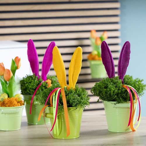 Artikel Hasenohren Beflockte Osterdeko am Stab als stimmungsvolle Blumenstecker 31cm 4St