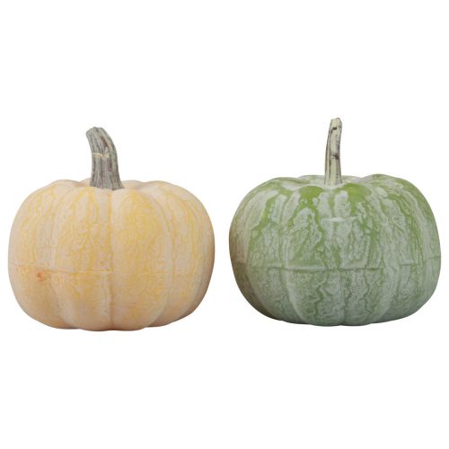 Floristik24 Herbstdeko Deko Kürbisse geweißt Orange, Grün 7,5cm 6 St