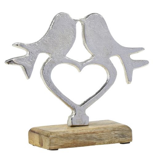 Floristik24 Herzdeko zum Stellen mit Vogel Deko Hochzeit 16,5×19,5cm