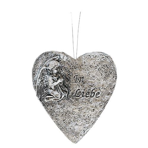 Artikel Herzen Grau mit Text 10,5cm 4 St