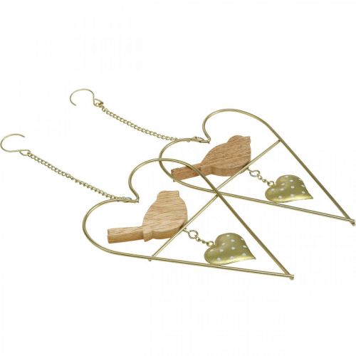 Artikel Dekoherzen zum Aufhängen Metall mit Vogel Holz 12×18cm 2 St