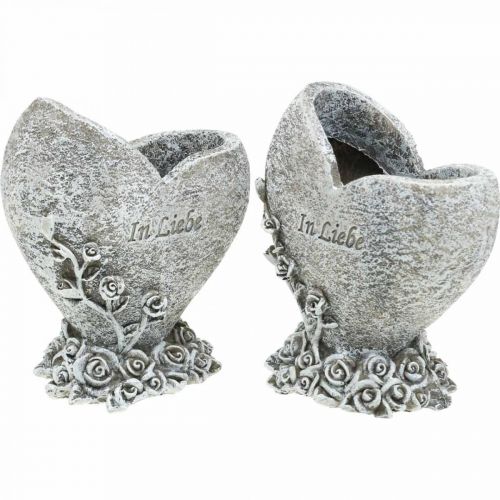 Artikel Herz zum Bepflanzen, Grabvase, Rosenherz, In Liebe H14 B12cm 2 St