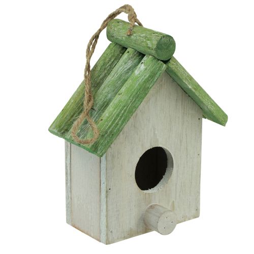 Floristik24 Hängedeko Deko Vogelhaus Holz Grün Weiß 14,5×7,5×17,5cm