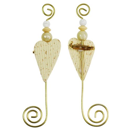 Hochzeitsanstecker mit Herz creme 12cm 16 St