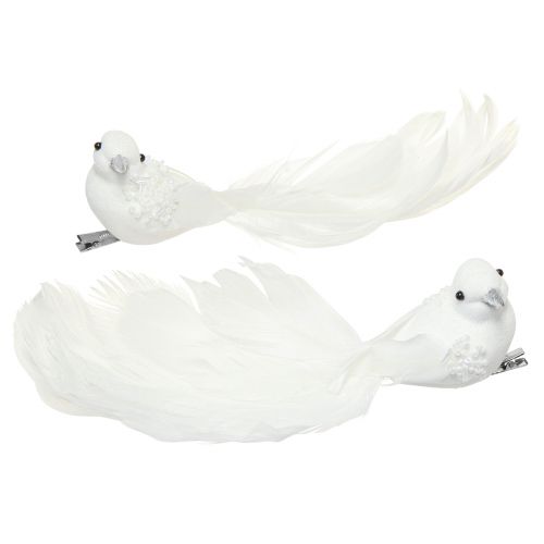 Artikel Hochzeitsdeko Tauben als Taubenpaar auf Clip Weiß 22cm 2 St