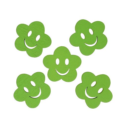Floristik24 Holzblume mit Gesicht Grün 2,5cm 48 St