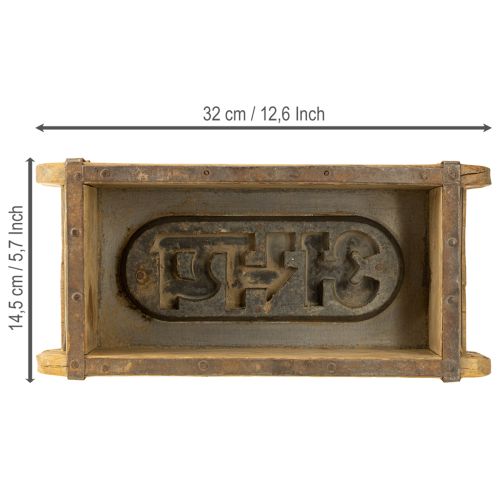 Artikel Holzdeko Vintage Ziegelform Braun, Rost 31×14,5cm H9cm