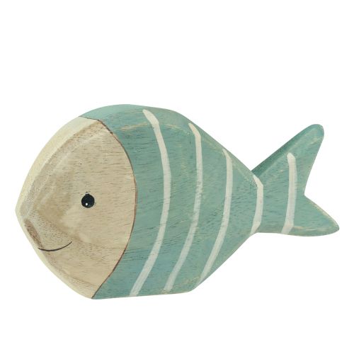 Floristik24 Holzfisch Deko Fisch zum Stellen Hellblau Natur 18×10cm
