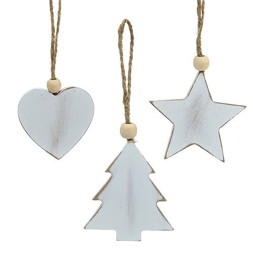 Holzhänger sort. Weiß 5-6cm 6 St