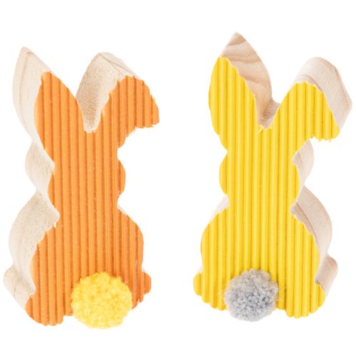 Holzhasen Deko Hasen Osterdeko Gelb Orange 4×8cm 6St