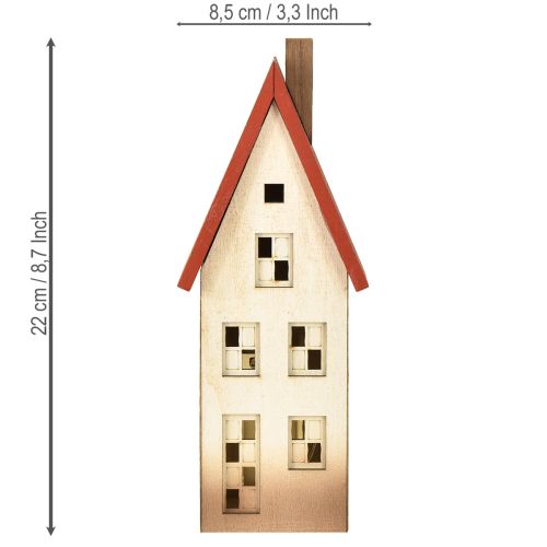 Artikel Holzhaus Deko Lichthaus Natur Rot Für Batterie 8,5×6,5×22cm