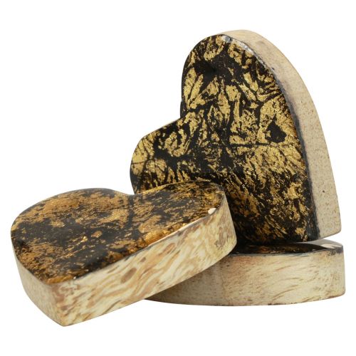Artikel Holzherzen Deko Herzen Schwarz Gold Glanz Effekt 4,5cm 8 St
