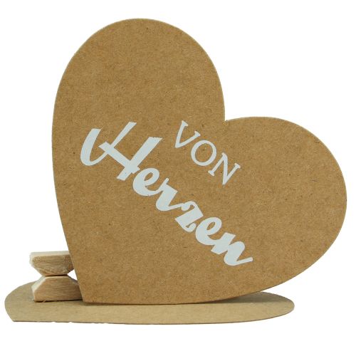 Artikel Holzklammer Herz mit Spruch Deko Klammer Natur 7×6cm 48 St