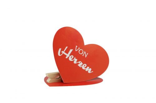 Artikel Holzklammer Herz mit Spruch Deko Klammer Rot 7×6 cm 48 St
