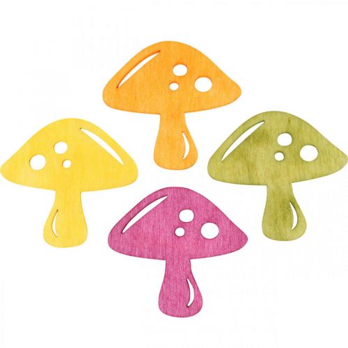 Artikel Streudeko Pilze, Herbstdeko, Glückspilze zum Dekorieren Orange, Gelb, Grün, Pink H3,5/4cm B4/3cm 72 St
