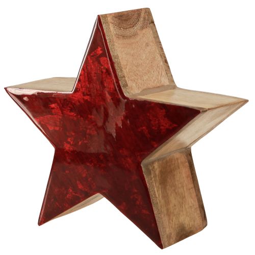 Floristik24 Holzstern Natur Rot Stern Deko aus Mangoholz Ø24x10cm
