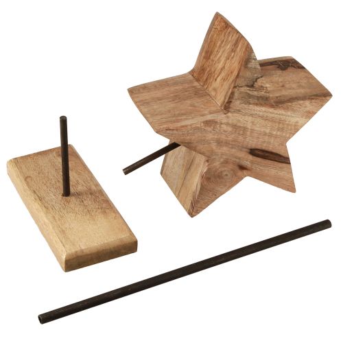 Artikel Holzstern Natur mit Stab Sockel Stern Deko 20x9,5x50cm