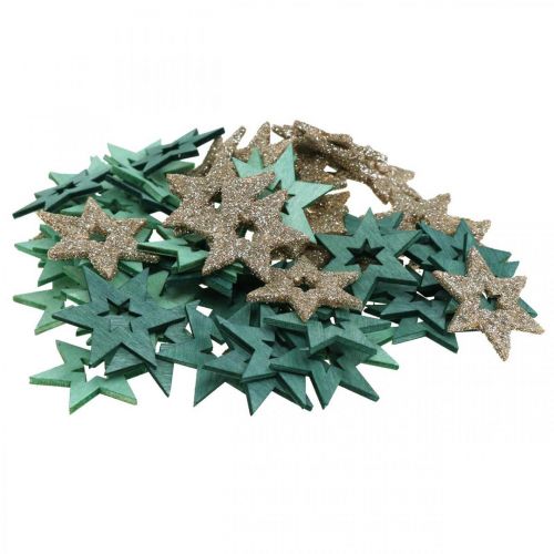 Artikel Streudeko Holz Stern Grün, Glitter Weihnachtsstern Mix 4cm 72 St
