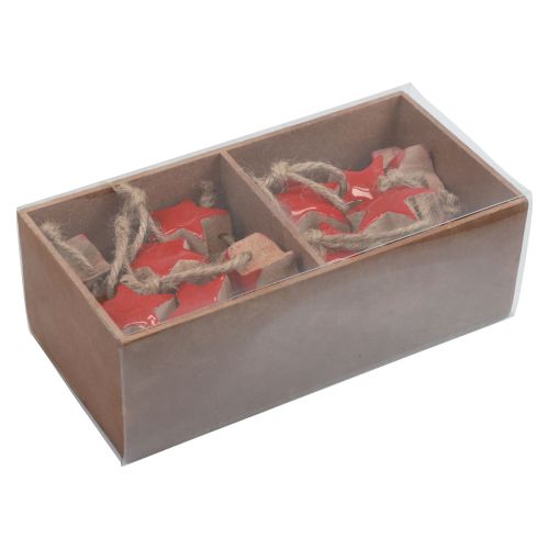 Floristik24 Holzstern Christbaumschmuck Rot, Natur Dekosterne 5cm 24 St