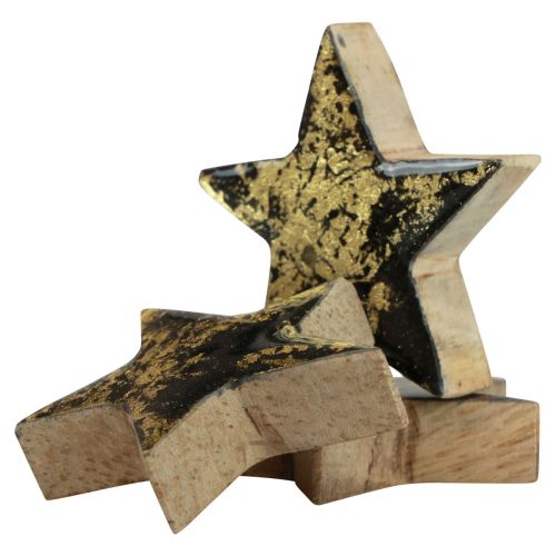 Artikel Holzsterne Sterne Weihnachten Schwarz Gold Glanz Ø5cm 8 St