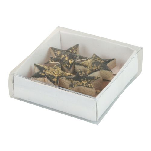 Artikel Holzsterne Sterne Weihnachten Schwarz Gold Glanz Ø5cm 8 St