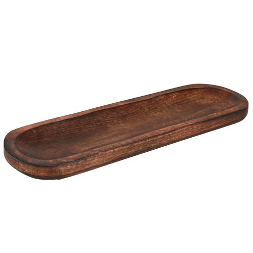 Floristik24 Holztablett oval Dunkelbraun lasiert Deko Tablett 40×12cm