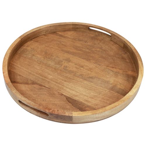 Floristik24 Holztablett Rund Serviertablett Natur Mangoholz Ø48cm H4cm