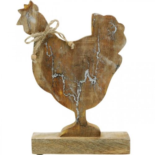 Artikel Huhn aus Holz, Frühlingsdeko, Osterfigur Natur, Weiß gewaschen H26cm
