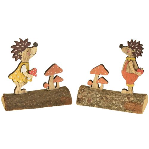 Artikel Igel mit Pilzen Herbstfigur Holzigel Gelb/Orange H11cm 6er-Set