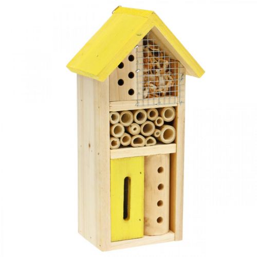 Insektenhotel Gelb Holz Insektenhaus Garten Nistkasten H26cm