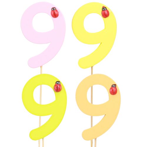 Artikel Jubiläumszahl „9“ am Stab Zahlenstecker Bunt Holz 7,5cm 16 St